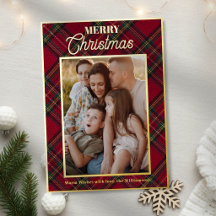 Classic Red Tartan Plaid Family Photo Christmas