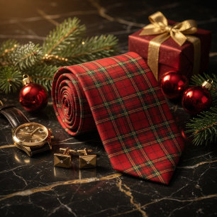 Classic Red Tartan Plaid Tie