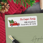 Classic Red Truck Christmas Tree Return Address<br><div class="desc">Classic Red Truck Christmas Tree Return Address Label. 
(1) For further customisation,  please click the "customise further" link and use our design tool to modify this template. 
(2) If you need help or matching items,  please contact me.</div>