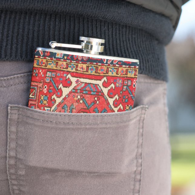 Classic Red Turkish Persian Oriental Rug     Hip Flask (In Situ)