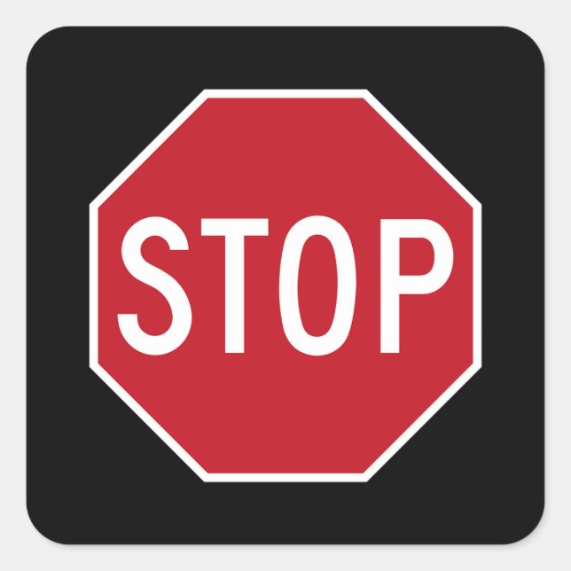 Classic Red USA Stop Sign Road Black Stickers (Front)