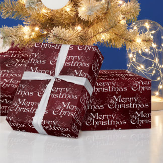 Classic Red Velvet Vintage Merry Christmas Pattern Wrapping Paper