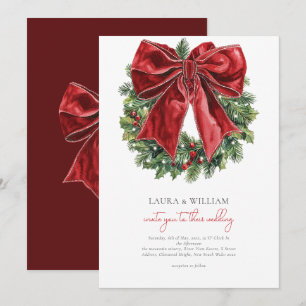 Classic Red Vintage Christmas Wedding Invitation