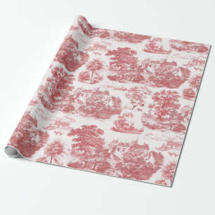 Classic Red Vintage French Chateau Toile Wrapping Paper
