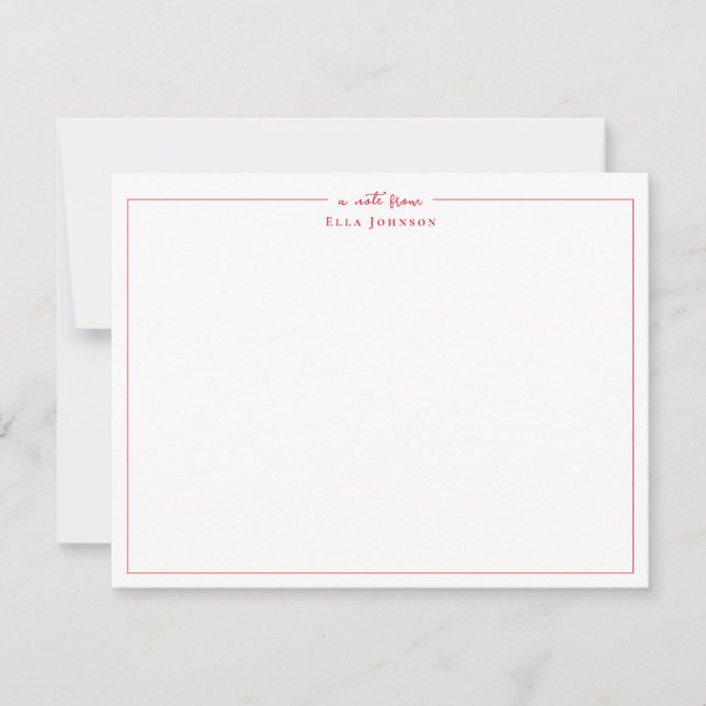 Classic Red & White a note from  Thank You Card (Front)