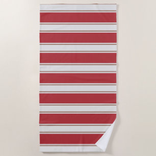 Classic Red, White and Mocha Mouse Stripes Beach Towel