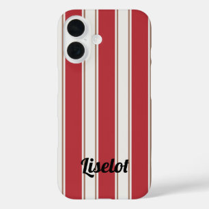 Classic Red, White and Mocha Mouse Stripes iPhone 16 Case
