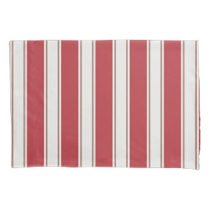 Classic Red, White and Mocha Mouse Stripes Pillowcase