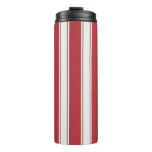 Classic Red, White and Mocha Mouse Stripes Thermal Tumbler