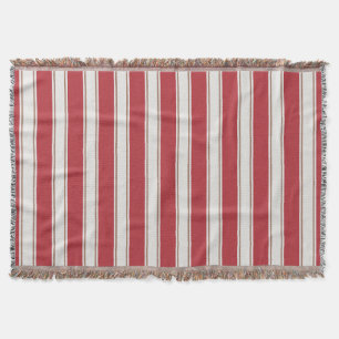 Classic Red, White and Mocha Mouse Stripes Throw Blanket