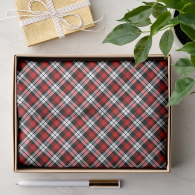 Classic Red White Black Plaid Check Pattern Tissue Paper (Gift)
