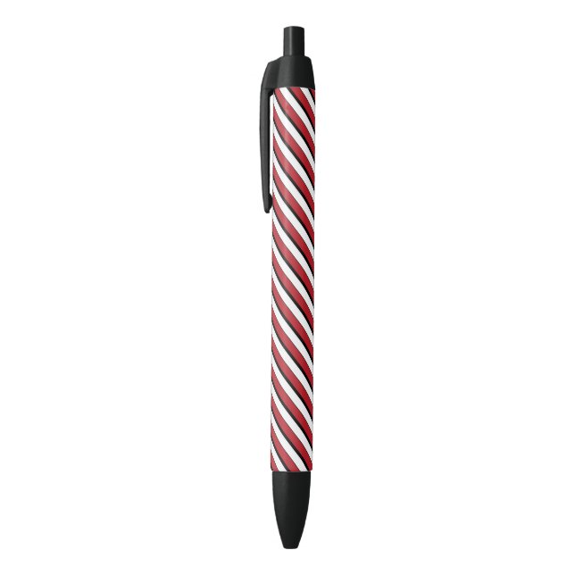 Classic Red White Black Stripe Ink Pen (Top (Vertical))