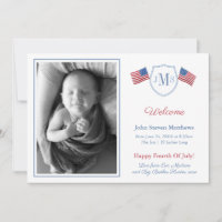 Classic Red White Blue Monogram Baby Boy Birth