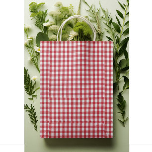 Classic Red & White Buffalo Check Gingham Pattern  Small Gift Bag