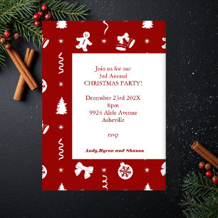 Classic Red & White Christmas Gingerbread Invitation