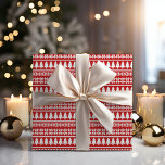Classic Red & White Christmas Tree Striped Pattern Wrapping Paper<br><div class="desc">This classic red and white holiday wrapping paper features horizontal striped patterns of Christmas pine trees and snowflakes.</div>