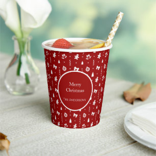 Classic Red & White Gingerbread Christmas Paper Cups