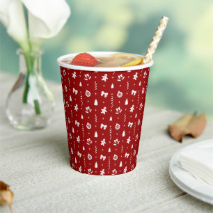 Classic Red & White Gingerbread Christmas Paper Cups