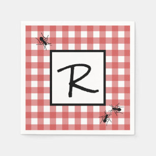Classic Red White Gingham Ants BBQ Picnic Napkin