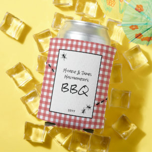 Classic Red White Gingham Ants BBQ Picnic Party Can Cooler