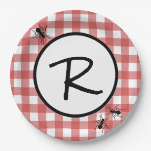 Classic Red White Gingham Ants BBQ Picnic Party Paper Plate