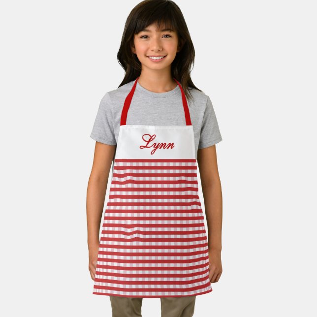 Classic Red & White Gingham | Personalized Name Apron (Insitu)