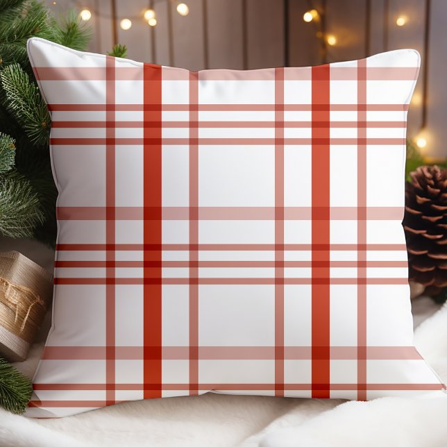 Classic Red White Plaid Christmas Cushion (Creator Uploaded)