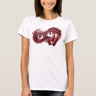 Classic Red WINE TIME 3D Text Art T-Shirt