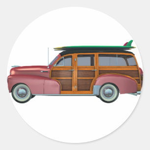 Classic Red Woody Classic Round Sticker