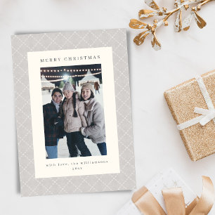 Classic Refined Neutral Grey Christmas Photo Holiday Card