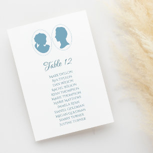 Classic Regency Blue Cameo Wedding Table Number