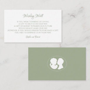 Classic Regency Green Cameo Wishing Well Wedding Enclosure Card