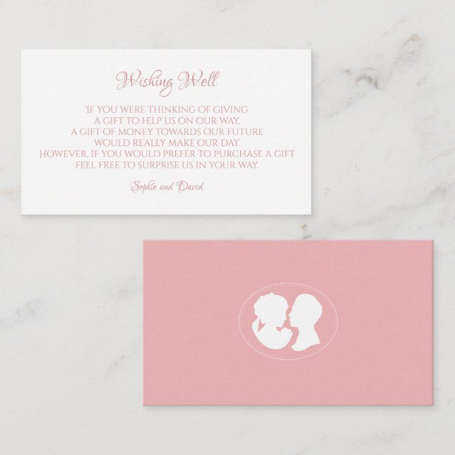 Classic Regency Pink Cameo Wishing Well Wedding Enclosure Card (Front/Back)