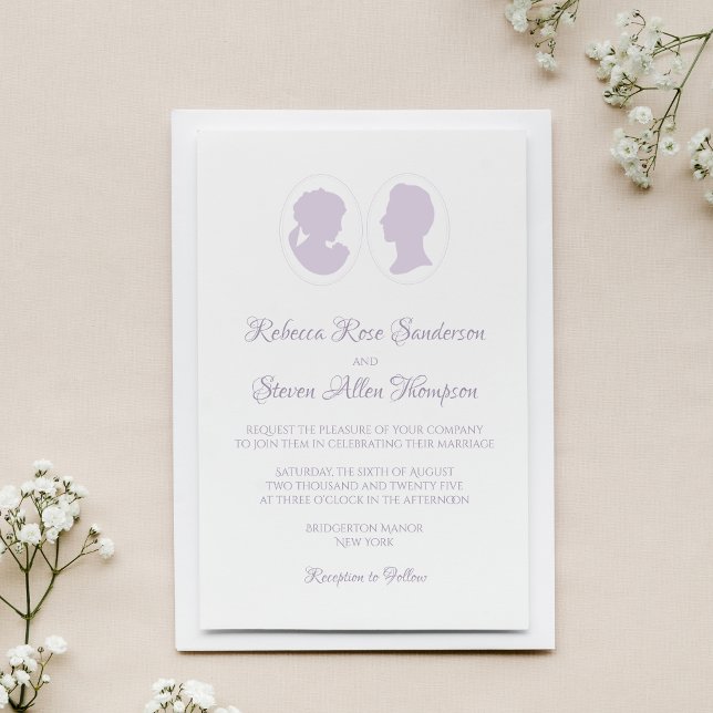 Classic Regency Purple Cameo Wedding Invitation (Creator Uploaded)