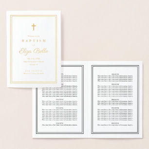 Classic Religious Baptism Program Gold Foil 