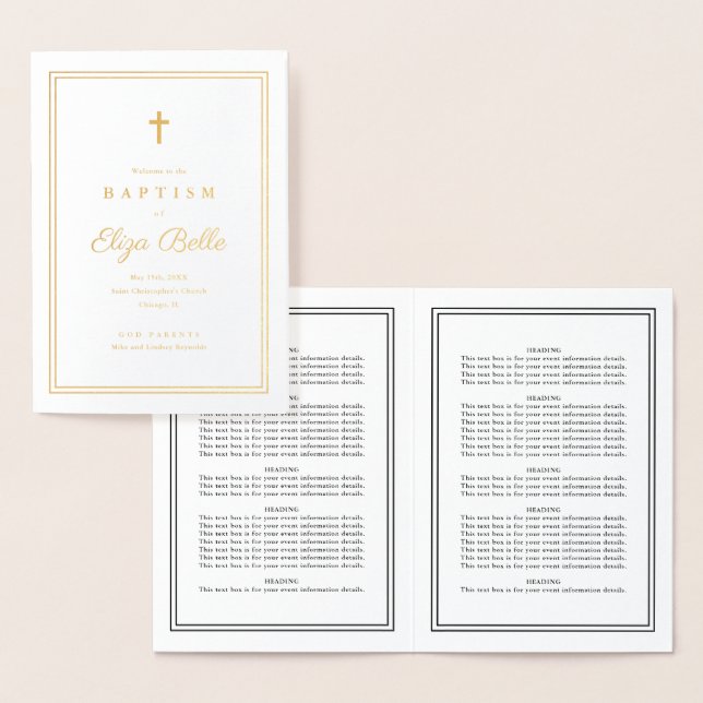 Classic Religious Baptism Program Gold Foil  (Display)
