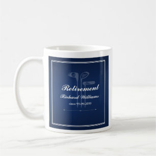 Classic Retirement Golf Clubs Theme Blue White Coffee Mug