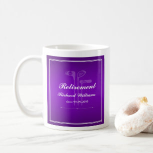 Classic Retirement Golf Theme Purple White Coffee Mug