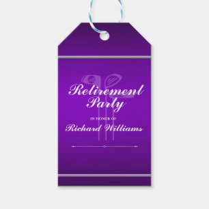 Classic Retirement Golf Theme Purple White Gift Tags
