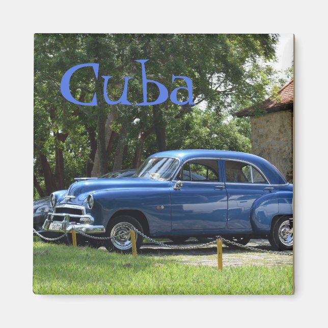 Classic Retro American Cars in Cuba Magnet (Front)