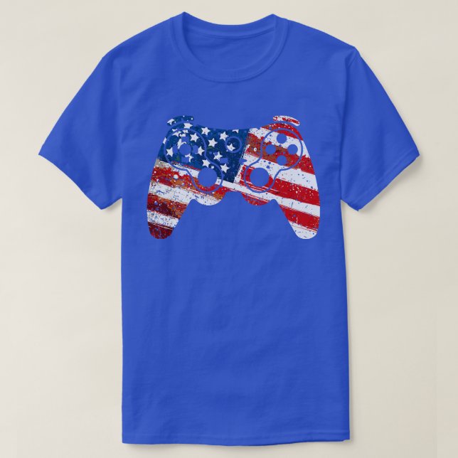 Classic Retro American Flag Video Game 4th of July T-Shirt (Design Front)