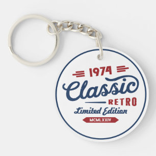 Classic Retro Birthday Gift Personalised Key Ring