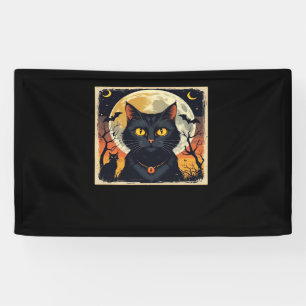 Classic Retro Black Cat Halloween T-Shirt Classic  Banner