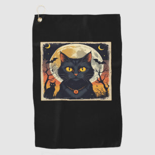Classic Retro Black Cat Halloween T-Shirt Classic Golf Towel