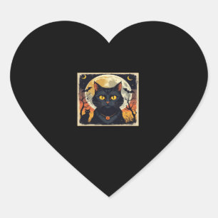 Classic Retro Black Cat Halloween T-Shirt Classic  Heart Sticker