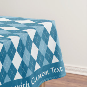 Classic Retro Blue Argyle Diamond Pattern Tablecloth