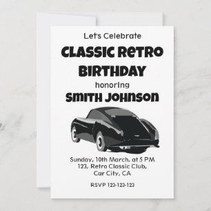 Classic Retro Car Birthday Party Invitation
