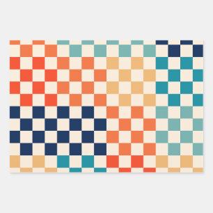 Classic Retro Checkered Checkerboard Pattern A Wrapping Paper Sheet