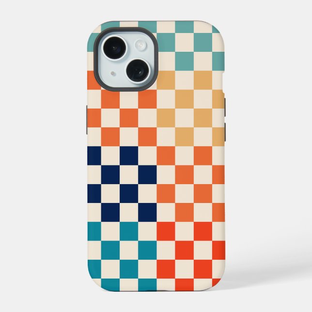 Classic Retro Chequered Chequerboard Pattern C iPhone 15 Case (Back)