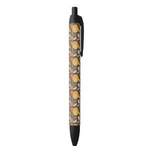 Classic Retro Floral Pattern Black Ink Pen